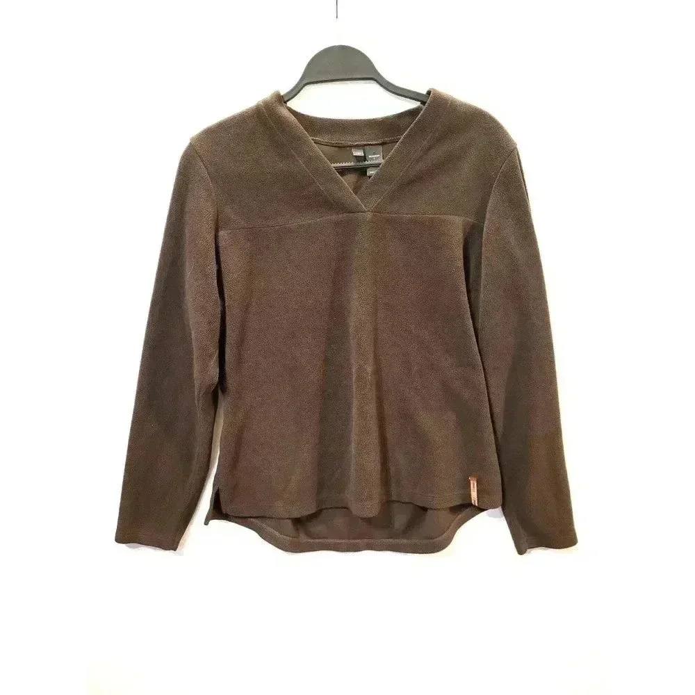 REI Fleece Pullover XL Classic Brown Long Sleeve V-Neck Large 1B - Picture 2 of 5
